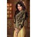 SWAGAT BLACK AND GOLDEN GEORGETTE, VELVET AND SHANTOON FULL LENGTH ANARKALI SUIT 