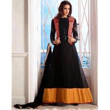 Black WEDDING WEAR GEORGETTE & NET LONG ANARKALI SUIT 