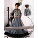 Grey and Black WEDDING WEAR GEORGETTE & NET LONG ANARKALI SUIT 