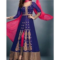 STUNNING BLUE GULZAR ANARKALI STYLE SUIT 