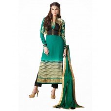 Remarkable Rama Green & Cream Pant Kameez Set