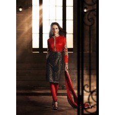 Red and Black Breathtaking HEROINE Straight Cut Designer Dress 