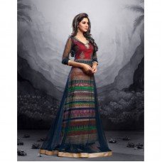 Red with Net Blue Stunning MAISHA MASKEEN ADDICTION Designer Anarkali Suit