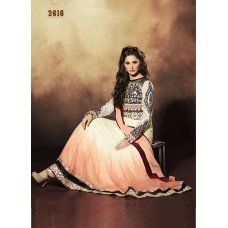 Off White And Peach Dashing Nargis Fakhri Georgette Floor Length Anarkali Suit