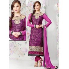 Purple Beautiful Statuesque Party Wear Georgette Churidar Shalwar Suit 