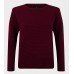 Burgundy Mens Knitwear Ribbed Jumper