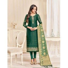 GREEN STRAIGHT CUT INDIAN EID FESTIVE CHURIDAR SUIT