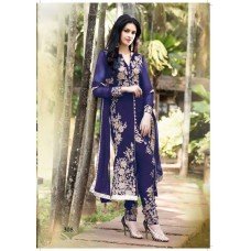 Classic Blue Arjaan 3 Georgette Long Length Designer Dress