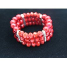 Red Row Glass Beds Crystal Bracelet