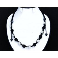 Black And Silver White Unisex Crystal Ball Shamballa Necklace