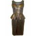 Gold Crystal Marina Kaneva Shimmer Peplum Dress