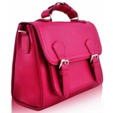 Classic Fuchsia Buckle Detail Fashion Satchel