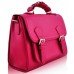 Classic Fuchsia Buckle Detail Fashion Satchel