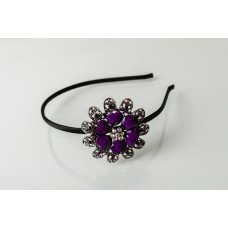 Purple Crystal Flower Head Band