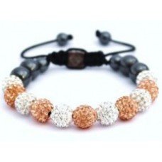 Champagne And Silver Crystal Shamballa Bracelet