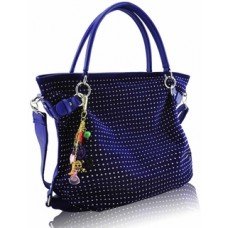 Blue Diamante Tote Shoulder Handbag