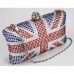 Beautiful Union Jack Diamante Crystal Studs Clutch Bag