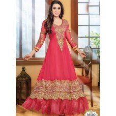 Pink KARISHMA KAPOOR DETAILED EMBROIDERED WEDDING WEAR DESIGNER SUIT