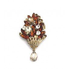 GoldenUNIQUE DESIGN FASHION CRYSTAL STONE BROOCH