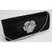 Gorgeous Black Crystal Flower Satin Clutch/Evening Bag