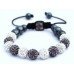 Grey and Silver White Unisex Crystal Shamballa Bracelets