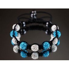 Light Blue and White Shamballa Bracelet