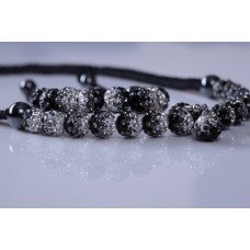 Black and White Two-Tone Swarovski Crystal Shamballa Necklace,Bracelet And Earrings Set