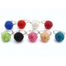 New 14mm Crystal Adjustable Shamballa Rings  (9 Different Colours)