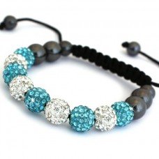 New Turquoise & White Crystal Shamballa Bracelet