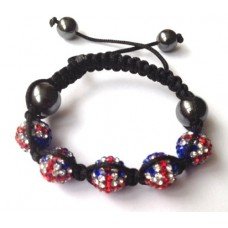 New Union Jack Children Crystal Shamballa Bracelet