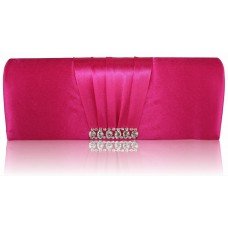 Pink Crystal Satin Clutch/Evening Bag