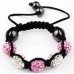 Pink Crystal And Silver White Children/Kids/Babies Shamballa Bracelet