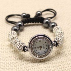 Gorgeous Shamballa Watch - white/Silver without cord (2012 Aug New Arrival)