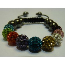 Stunning New Multi-Coloured Crystal Shamballa Bracelet