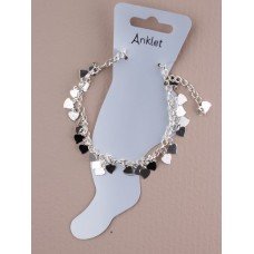 Black and Silver Heart Charms Anklet