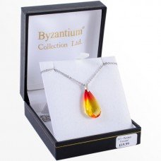 Swarovski Fireopal Pendant On Stainless Steel Chain.