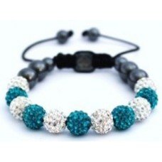 Turquiose and White Crystal Shamballa Bracelet