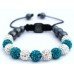 Turquiose and White Crystal Shamballa Bracelet