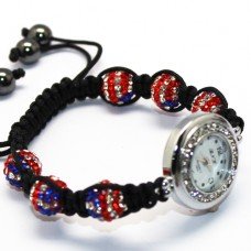 Beautiful Union Jack Crystal Shamballa Watch/Fashion Watch