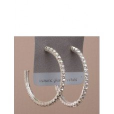 Vintage Silver Crystal Hoop Earrings