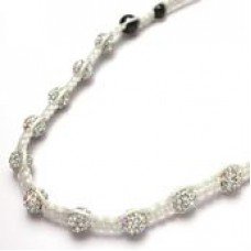 Beautiful White Threaded Crystal Shamballa Balls Necklace