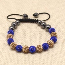 Blue And Gold Shamballa Bracelet