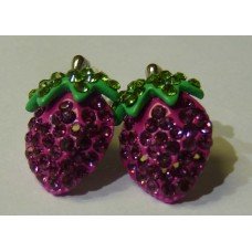 Lovely New Strawberry Design Real Crystal Shamballa Earrings Available In Red And pink