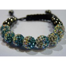 Beautiful New turquoise and White Silver Two Tone Shamballa Bracelet