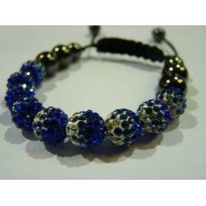 Beautiful New Royal Blue and White Silver Two Tone Shamballa Bracelet