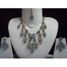 Bridal Blue And Gold Crystal Jewellery Set/Asian style (New Aug 2012)