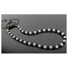 Full Swarovski Crystal Black And Silver/White Shamballa Necklace 