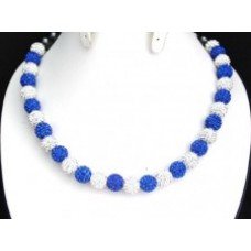 Lovely Royal Blue And Silver White Real Crystal Shamballa Necklace