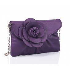 Designer Inspired Purple And Black Flower Clutch Bag/Evening Bag