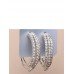 Three Silver Row Crystal Hoop Earrings